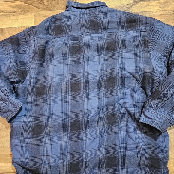 Wrangler Heavyweight Sherpa Lined Plaid Flannel Shirt Jacket BlueCabincore XL - Picture 3 of 11